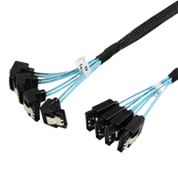 Kabel Breakout MiniSAS SFF-8087 4x SATA 6Gbps Kabel Data Kecepatan Tinggi PVC Terjalin untuk Server RAID Controller Storage Array 1m