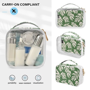 Petite trousse de maquillage, sacs cosmétiques transparents en PVC pour femmes, trousse de maquillage de voyage avec poignée, sacs à cosmétiques - Product Image 4
