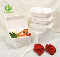 Sumkoka Contenants alimentaires à emporter 100% compostables et biodégradables 9x6, boîte à lunch jetable en bagasse de canne à sucre