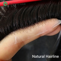Prothèse capillaire invisible V-Loop ultra-fine en cheveux indiens de 0,03 mm, système de remplacement capillaire, 64 couleurs en stock, pour hommes