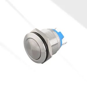 Domed head 1no 2 pin terminal spst momentary stainless steel metal pushbutton switch 19mm