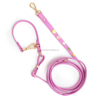 Correa para Perro Ajustable Manos Libres 4 en 1 de Poliéster Recubierto de PVC con Liberación Rápida, Accesorios de Moda Personalizables con Dijes