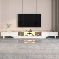 Ensemble de meubles TV modernes, table basse ronde et meuble TV combinés, style crème français