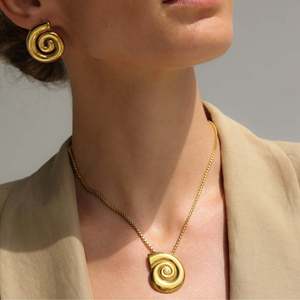 Geometric Spiral Stainless Steel Earrings 18k Gold Plated <b>Titanium</b> <b>Studs</b> For Women Fashion Jewelry - Product Image 3