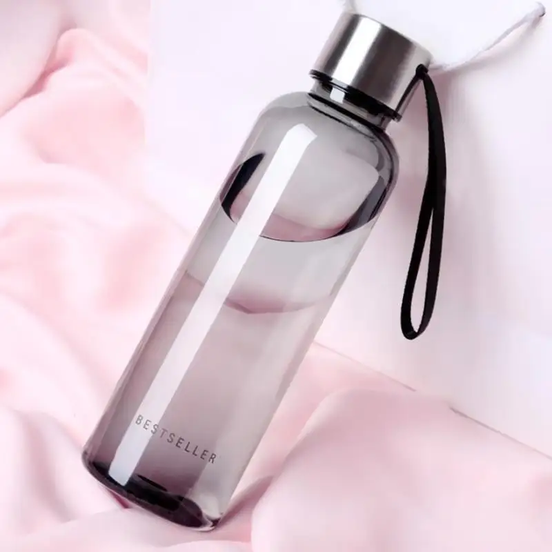 New Lanyard Water bottle hand Strap Glass Soda Outdoor Sports Portable Plastic Transparent Leak Proof Drinking Container 500ml