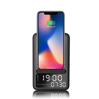 Mini-enceinte portable bluetooth, sans fil, haut-parleur de puissance w, avec affichage LED, réveil avec alarme, carte Hifi TF, jeu de musique, enceinte avec chargeur sans fil