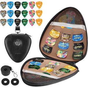 LEKATO Estuche para 20 Púas de Guitarra de Cuero PU con Cordón y Bolsillo de Malla para un Acceso Conveniente - Product Image 2