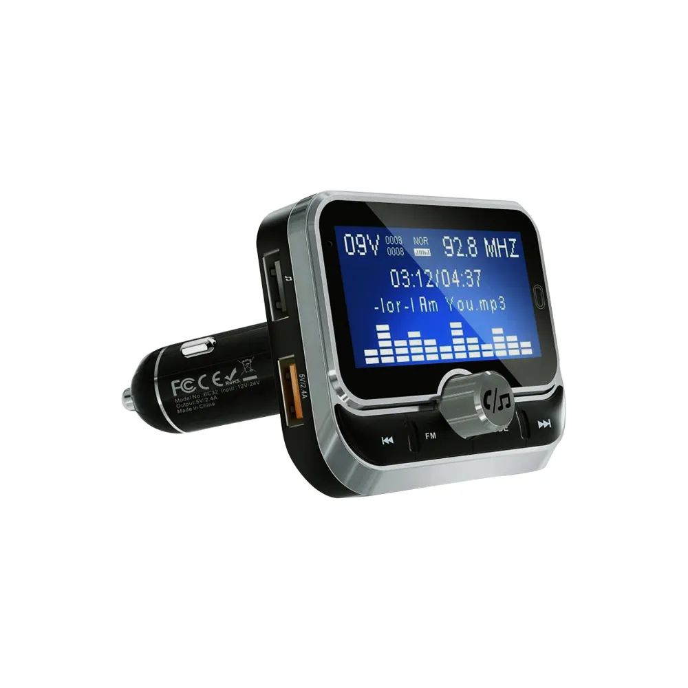 Arabada nokta vuruşlu ekran Bluetooth MP3 çalar telefon eller serbest araç FM verici sınır ötesi toptan 1.8 inç ABS 5 (w)