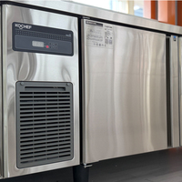 Lemari Pendingin & Freezer Komersial 2 Pintu di Bawah Meja Kerja, Bahan Stainless Steel, untuk Hotel, Restoran, Dapur