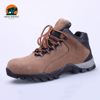 Botas de Trabajo Rocky Buffalo de Alta Calidad Estilo Chileno, Zapatos de Seguridad de Cuero Genuino con Puntera de Acero y Suela de Goma