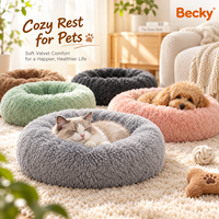 Lit pour animaux de compagnie en peluche douce de couleur personnalisée, canapé rond en peluche chaud, tapis pour chat et chien, lit pour animaux de compagnie pour l'hiver