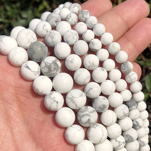 Perline di pietra rotonde di <span class=keywords><strong>Howlite</strong></span> bianco opaco alla moda 4/6/8/10/12mm smalto opaco per la creazione di gioielli fai da te - Product Image 1
