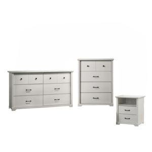 Elettra 3-Piece White Bedroom Set 57 In 6-Drawer Dresser 32 In 4-Drawer <b>Chest</b> 22 In Nightstand With Usb Ports Black - Product Image 2