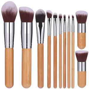 High Quality 11 PCS Vegan Bamboo Make up Brushes Set Cruelty-free Synthetic Makeup Brushes Private Label Set