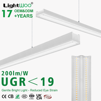 Luminaire linéaire LED ultra-fin à visière rhombique en PC, haute efficacité 200lm/W UGR19, pour bureau, entrepôt, supermarché, garage, salle de sport
