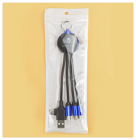Câble de charge USB 3, 4, 5 en 1 avec logo lumineux et porte-clés, idéal comme cadeau d'affaires, livré dans une boîte cadeau noire – Offre Spéciale
