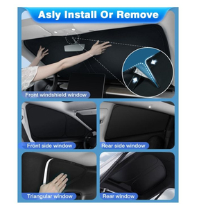 Pare-soleil pliable pour pare-brise et vitres latérales, protection UV, isolation thermique, nylon de luxe, pour <span class=keywords><strong>Tesla</strong></span> <span class=keywords><strong>Model</strong></span> <span class=keywords><strong>3</strong></span>/Y, idéal pour temps chaud - Product Image 5