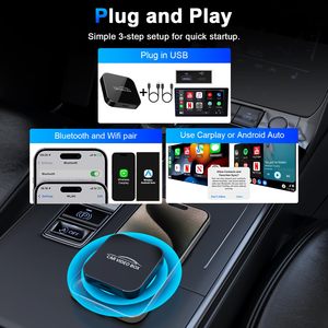 Wireless CarPlay Android Auto 4 en 1 Car <span class=keywords><strong>TV</strong></span> Box Car Play AI Box <span class=keywords><strong>Apple</strong></span> Dongle Adapter Multimedia Video Box avec YouTube <span class=keywords><strong>Netflix</strong></span> - Product Image 4
