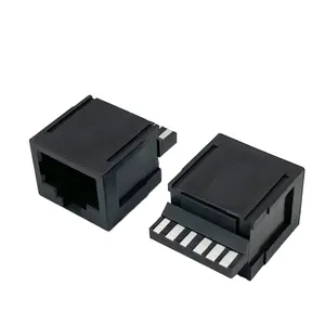 Conector modular 8P8C rj45 conector fêmea 8P6C Ethernet rj45 com fio soldado de 1 porta