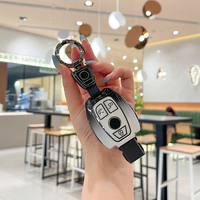 Casing Kunci Mobil dari Logam Paduan Seng, Silika Gel, dan TPU untuk Mercedes Benz Maybach C200L S450L CLASS, Dilengkapi Gantungan Kunci dan Kantung