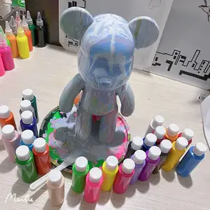 DIY Painting Violence Bear Bearbricks Manual Fluid Painting Creative Home Room Decoration Hand Made Doll Figurine Toys Gift