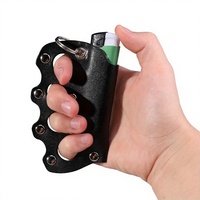 En stock, Meilleures ventes : Étui à briquet en cuir PU à rivets, porte-clés, pendentif de ceinture, breloque de sac, design minimaliste moderne