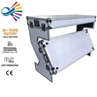 Table DJ pliable portable en aluminium argenté et contreplaqué blanc, style Z, personnalisable, avec flight case compact, compatible OEM et ODM