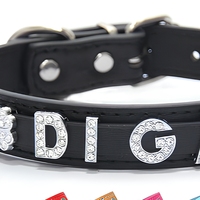 Collier pour chien personnalisé avec breloques lettres, en cuir PU, pour chiens et chats de petite, moyenne et grande taille