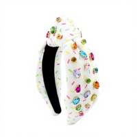 DREAM FASHION Élégant Bandeau Arc-en-ciel en Cristal avec Nœud Papillon Sucré Léger Fait Main Blanc Personnalisé Accessoires Cheveux pour Mères