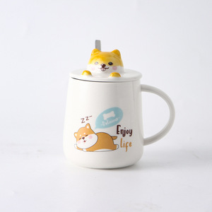 Trianglelyi — tasse en céramique pour la maison, tasse Shiba Inu, style dessin animé, pour étudiantes, bureau, <span class=keywords><strong>corgi</strong></span>, couple - Product Image 6