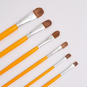 Set di Pennelli per Pittura a Olio con Setole di Lupo per Studenti, Pennelli per Gouache, Acrilico e Acquerello, Punta Rotonda, Manico in Legno, Pennelli per Pittura Artistica - Product Image 1