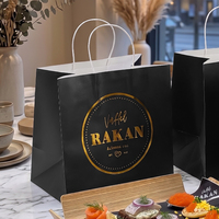 Sacs en papier kraft recyclables avec logo personnalisé, estampage à chaud noir, emballages alimentaires à emporter pour restaurants et fast-foods