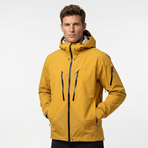Veste de ski imperméable à capuche pour homme, jaune, synthétique, isolée, fermeture éclair, vêtements d'hiver pour l'extérieur - Product Image 1