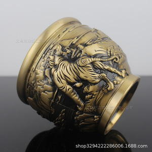 Vasi in ottone Dingtong Bai Fu, Vasi per riso in rilievo, Ornamenti da ufficio, <span class=keywords><strong>Tigre</strong></span>, Vasi portagioie, Artigianato all'ingrosso - Product Image 4