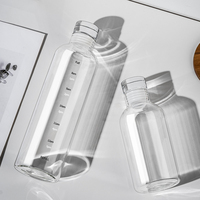 Portable réutilisable 500ml 1000ml Transparent logo personnalisé tasse à boire marqueur de temps bouteille d'eau en verre verres de qualité supérieure