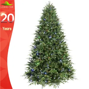 7 Fuß vorgefertigte künstliche scharnier-Fichte vorgefertigter Weihnachtsbaum mit warmen weißen Licht und gemischten PE&PVC-Zweigspitzen