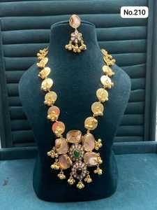 Ensemble de collier et boucles d'oreilles pour femmes de qualité supérieure avec zircon et pierres, bijoux de luxe tendance, collection d'exportation en gros - Product Image 3
