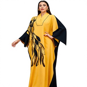 Turkish Modest Style Borka <b>Abaya</b> <b>Dress</b> Women Breathable Cotton/Polyester Ankle Length Floral Sleeveless Adults Wedding Eid - Product Image 2