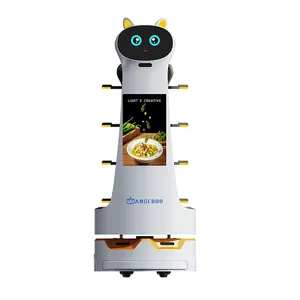 Robô de entrega inteligente, robô de serviço com tela de anúncio para restaurante, robô de entrega automático, 2024, 2024, com serviço