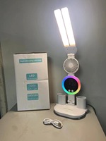 Lampe de lecture LED à intensité variable, protection des yeux, moderne, alimentée en courant continu, multifonctionnelle, pliable, lampe de table, ventilateur, lampe de bureau tactile, porte-stylo