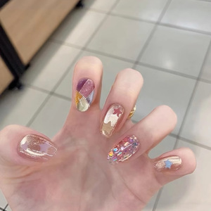 Uñas postizas de cristal con efecto ojo de gato y <span class=keywords><strong>cielo</strong></span> estrellado, removibles, cortas, de uso avanzado, tipo armadura. - Product Image 2