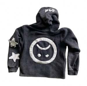 Sudadera con capucha desgastada de peso pesado Unisex logotipo personalizado sólido corto 100% algodón bordado lavado ácido Vintage parche invierno - Product Image 2