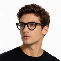 Montures de lunettes unisexes en acétate, style vintage rond, monture complète, lunettes optiques tendance