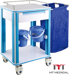 Pflegewagen CH-04 ABS-Arbeitsplatte mit Soft-Glasschutz, geräuscharmen Anti-Verwicklungsrollen, PVC-Medizinwagen mit Mülleimer und Infusionsständer - Product Image 5