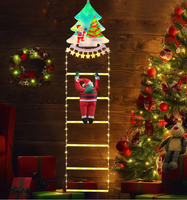 Kletternder Weihnachtsmann mit LED-Lichtern für Weihnachtsbaum, Zuhause, Zimmer, Fenster, Wanddekoration, Outdoor-Festdekoration