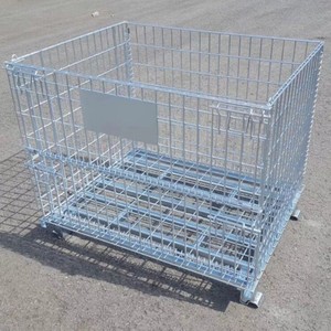 Jaula Metálica Plegable de Malla de Alambre de Acero Galvanizado con Cierre de Hebilla y Ruedas de 4 Pulgadas para Almacenamiento en Almacén - Product Image 1