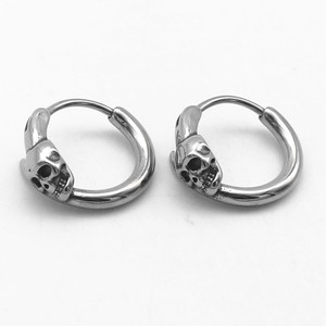 yunnique Skull Clip On <b>Earrings</b> Titanium Steel Geometric Skeleton Design For Men And Women - Product Image 5