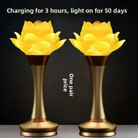 Lot de 2 lampes LED modernes à longue durée de vie, design Bouddha Guanyin, corps en aluminium, rechargeables, en forme de lotus