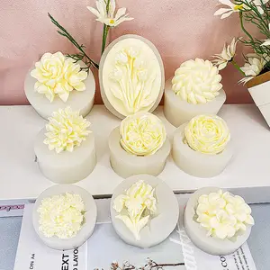 Moldes de flores 3d de silicone para peônia, moldes de flores 3d para fazer com logotipo personalizado, 10 peças