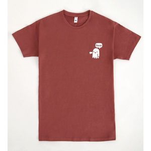 T-shirt Ghost Of Disapproval, design rosso per Halloween, stampa con fantasma carino, vestibilità unisex - Product Image 1